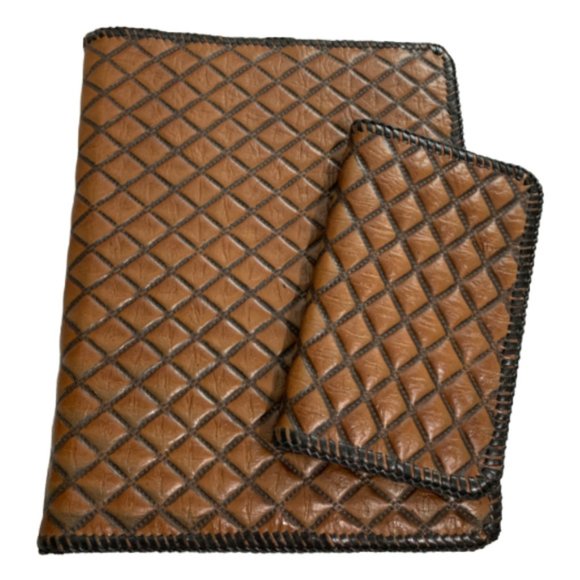 Luxury Hand Quilted Leather Journal/Diary Set - Picture 1 of 9